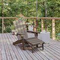 Flash Furniture Brown Adirondack Chair with Ottoman and Cupholder LE-HMP-1044-110-BR-GG